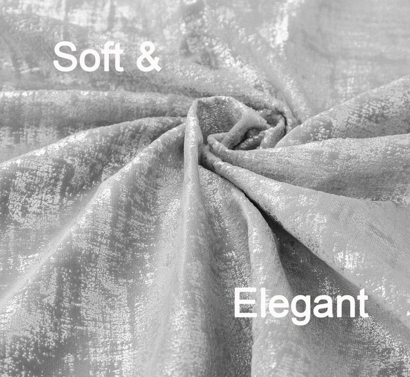 always4u Soft Velvet Curtains 108 Inch Length Long Luxury Bedroom Curtains Silver Foil Print Window Treatments for Living Room Set of 2 Silver - Image 5